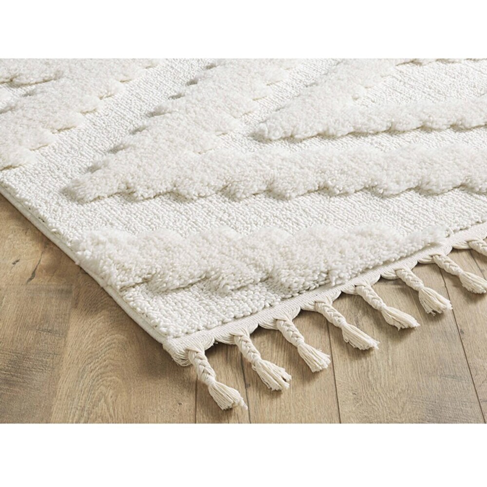 Covor living / dormitor Shaggy 1, 80 x 150 cm, polipropilena, alb