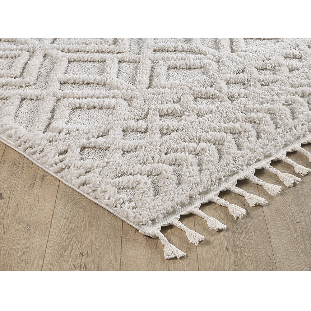 Covor living / dormitor Shaggy, 60 x 100 cm, polipropilena, ivoriu