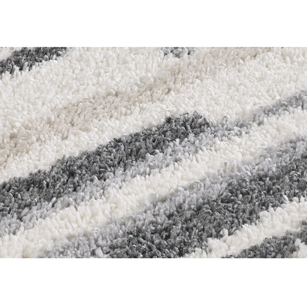 Covor living / dormitor Shaggy, 80 x 150 cm, polipropilena, gri-alb