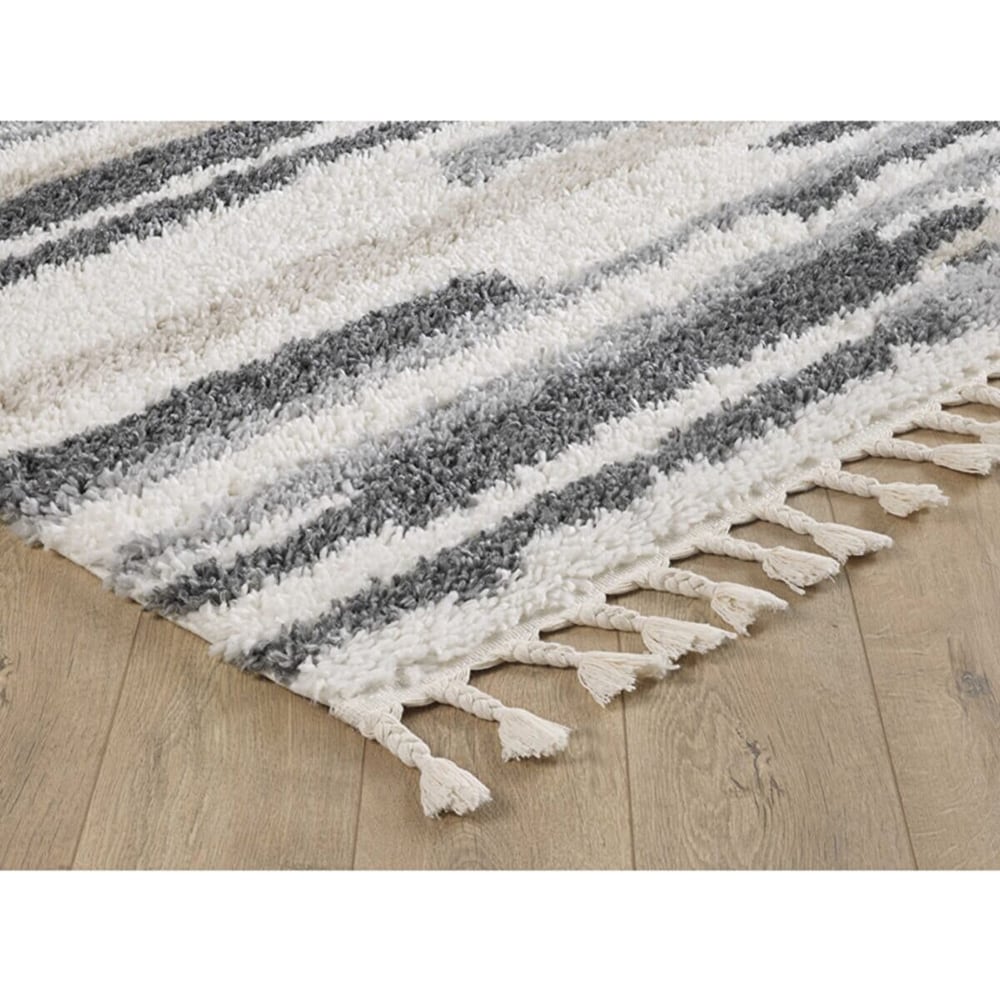 Covor living / dormitor Shaggy, 120 x 160 cm, polipropilena, gri-alb