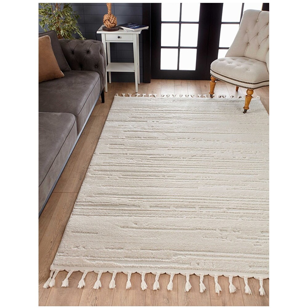 Covor living / dormitor Shaggy, 80 x 150 cm, polipropilena, bej