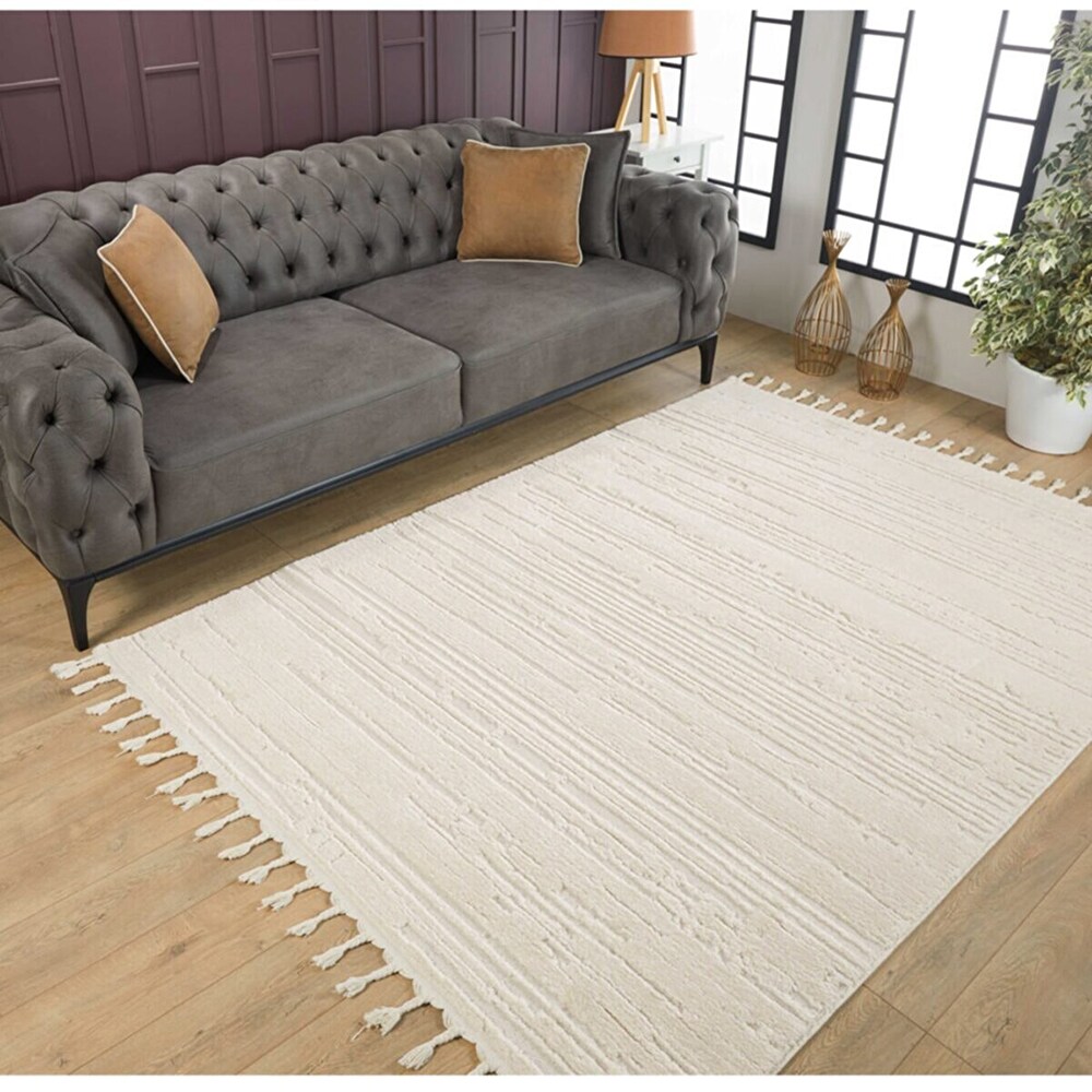 Covor living / dormitor Shaggy, 80 x 150 cm, polipropilena, bej