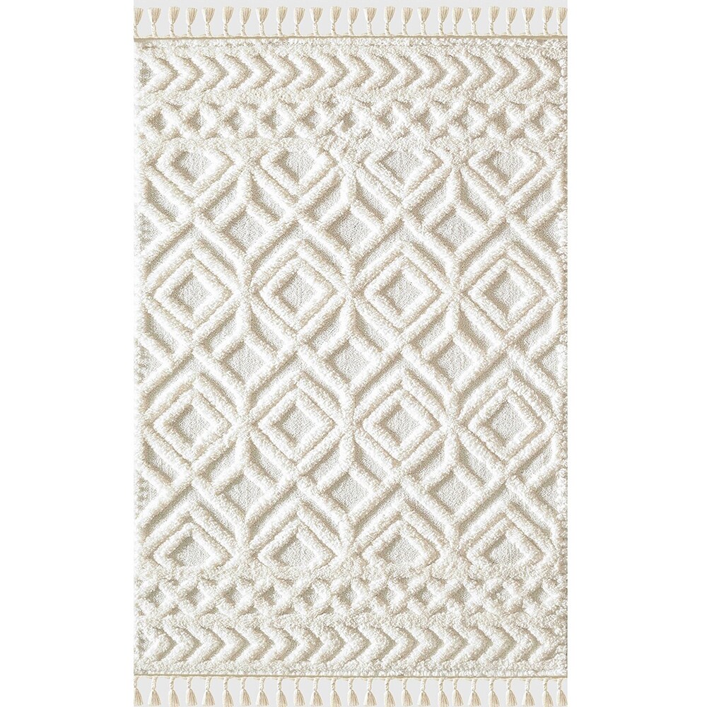 Covor living / dormitor Shaggy, 120 x 160 cm, polipropilena, ivoriu