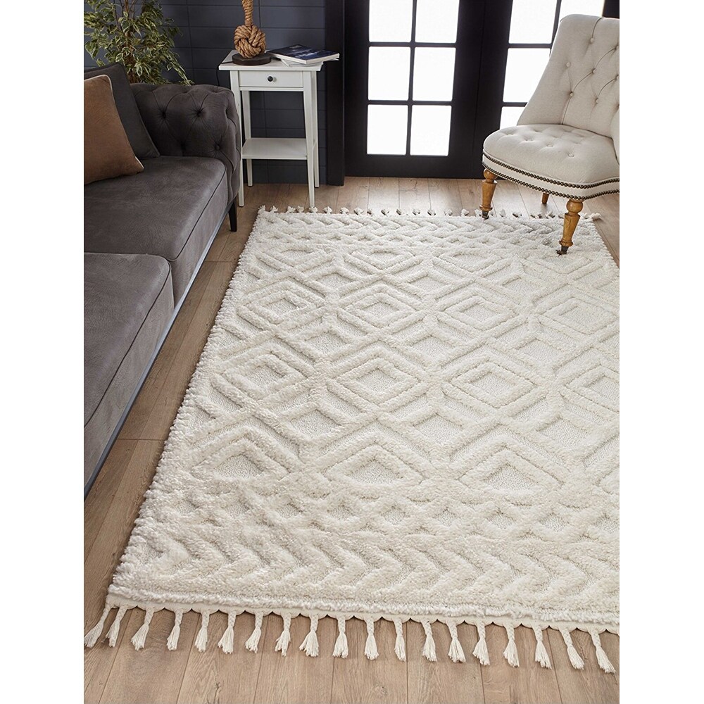 Covor living / dormitor Shaggy, 120 x 160 cm, polipropilena, ivoriu