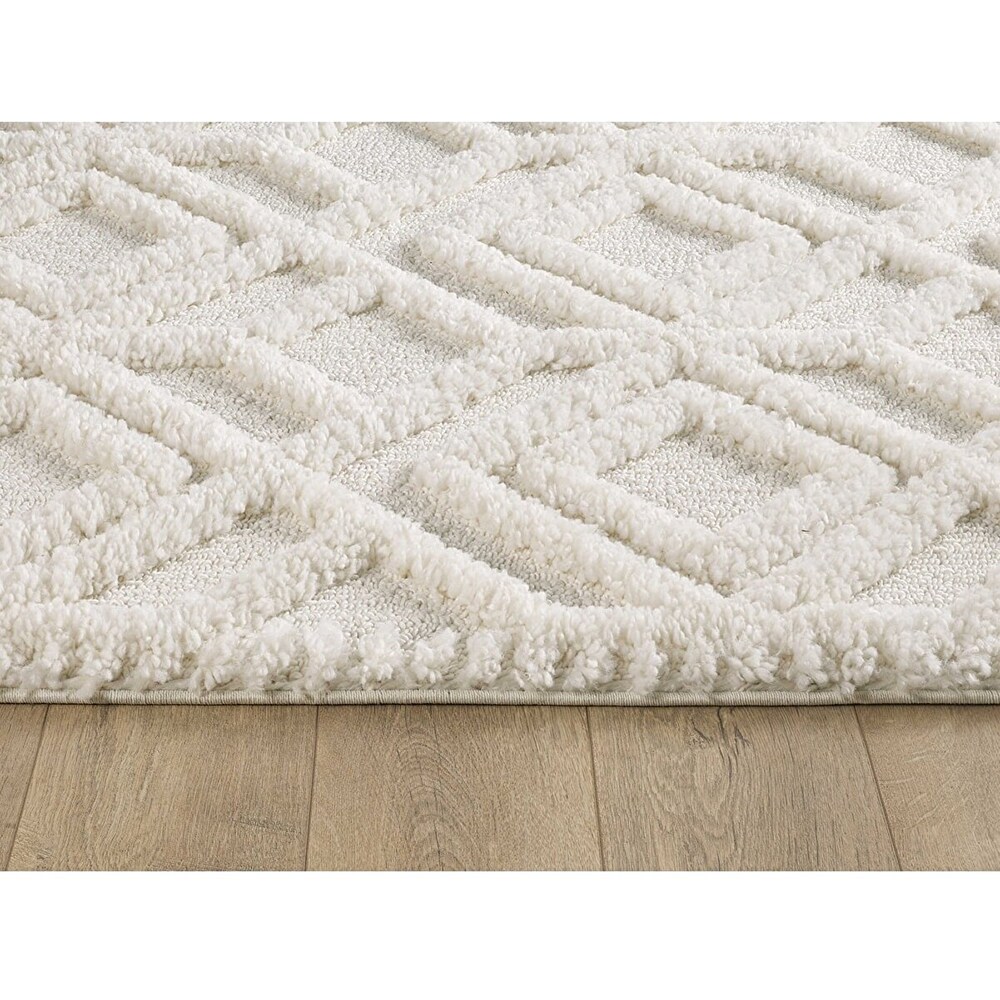 Covor living / dormitor Shaggy, 120 x 160 cm, polipropilena, ivoriu