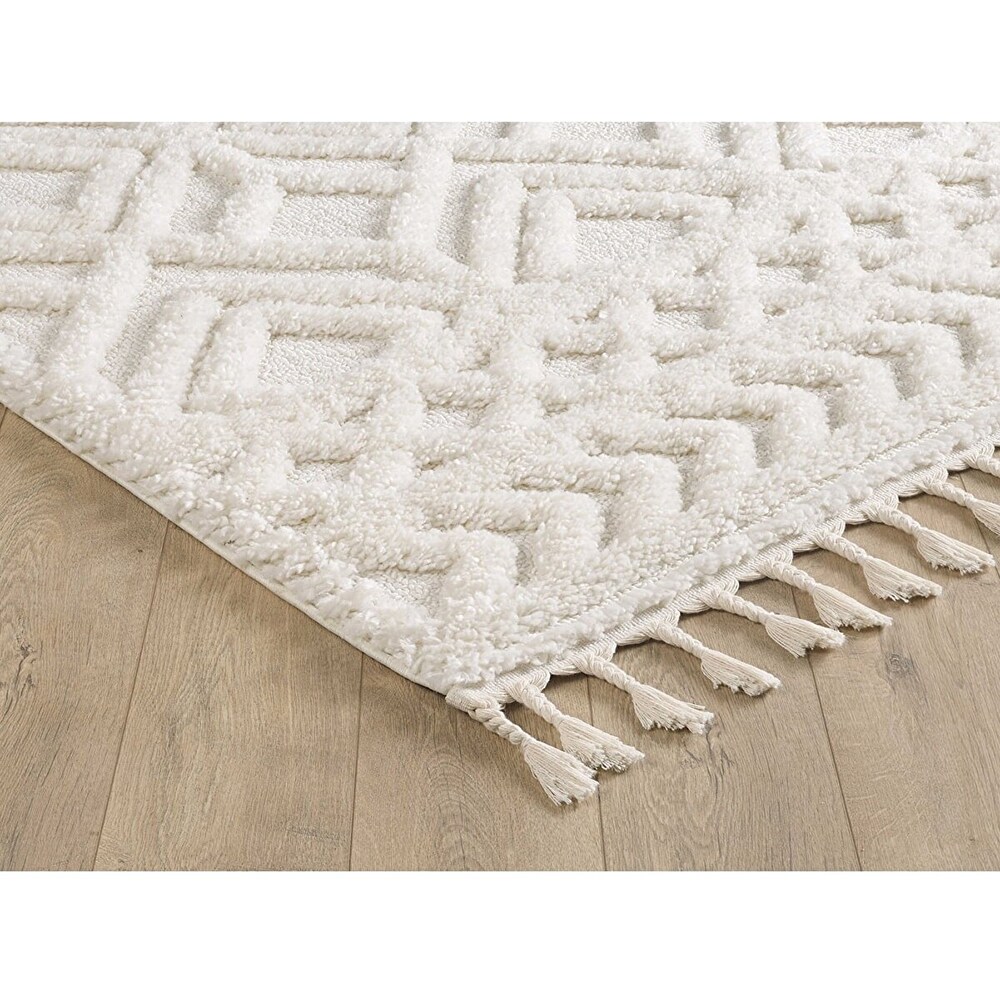 Covor living / dormitor Shaggy, 120 x 160 cm, polipropilena, ivoriu