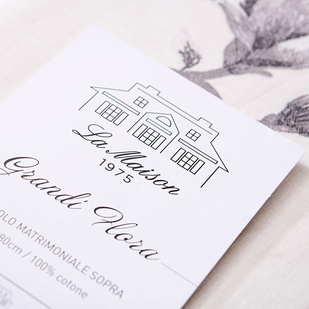 Cearceaf pat La Maison Grandi Flora, 100% bumbac, 240 x 280 cm, crem