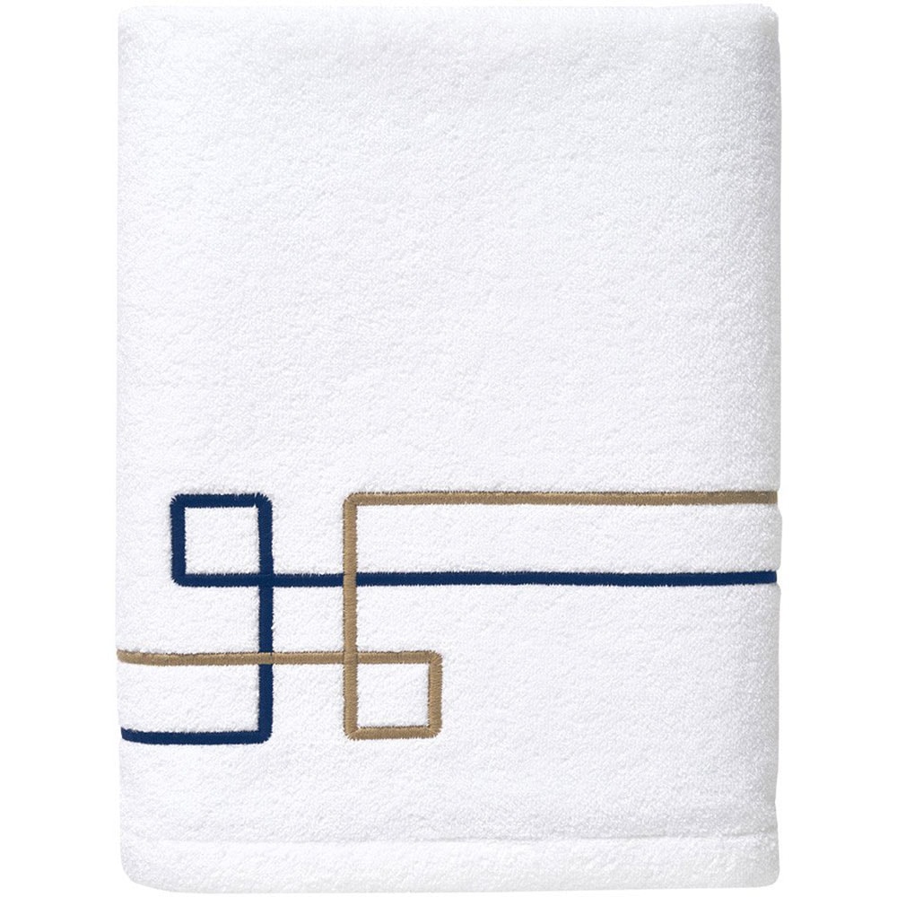 Set 4 prosoape baie AVATEX Escale, 50 x 90 cm, 70 x 140 cm, bumbac, alb-albastru deschis