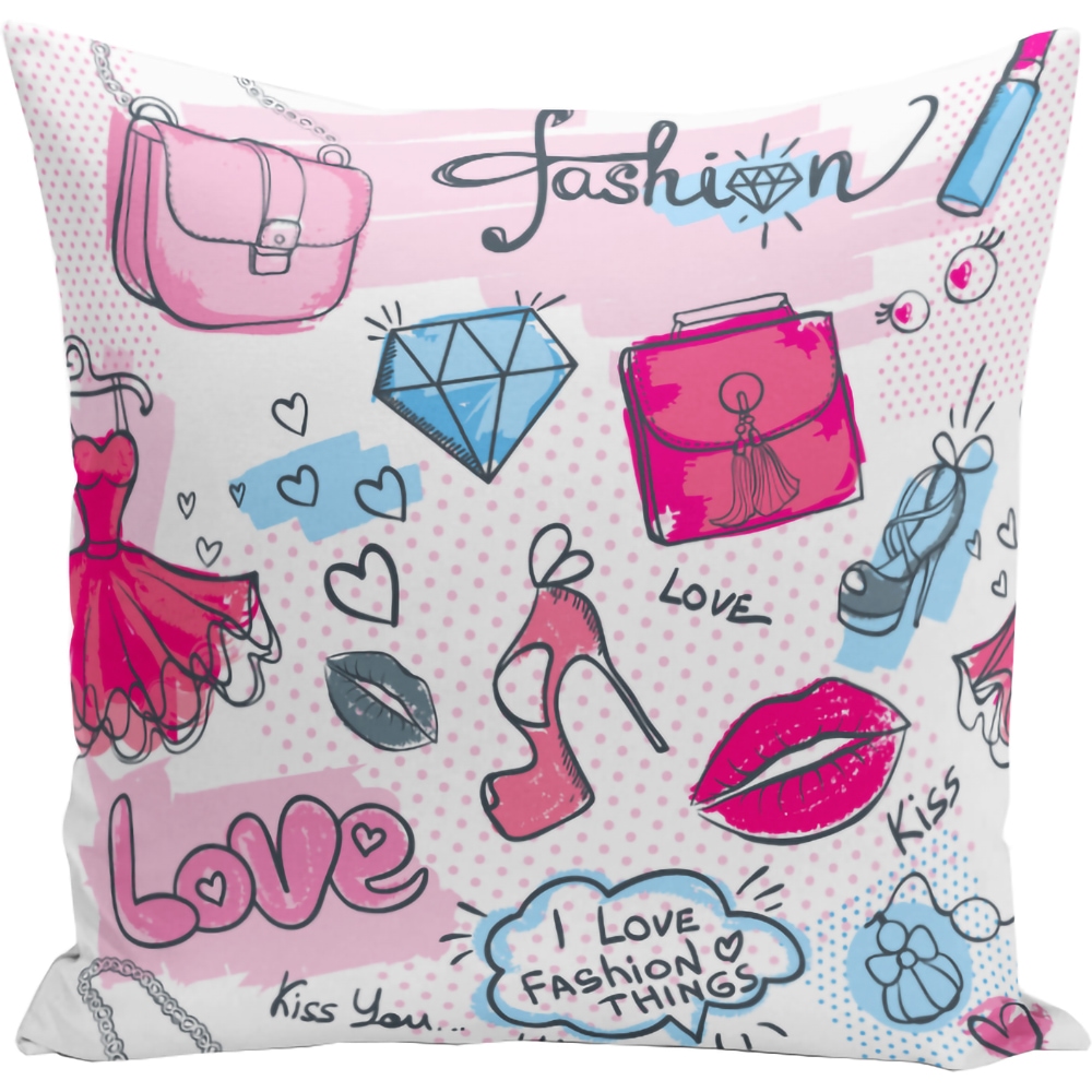 Fata perna decorativa Fashion Accessories, 30% bumbac + 70% poliester, 43 x 43 cm, multicolor