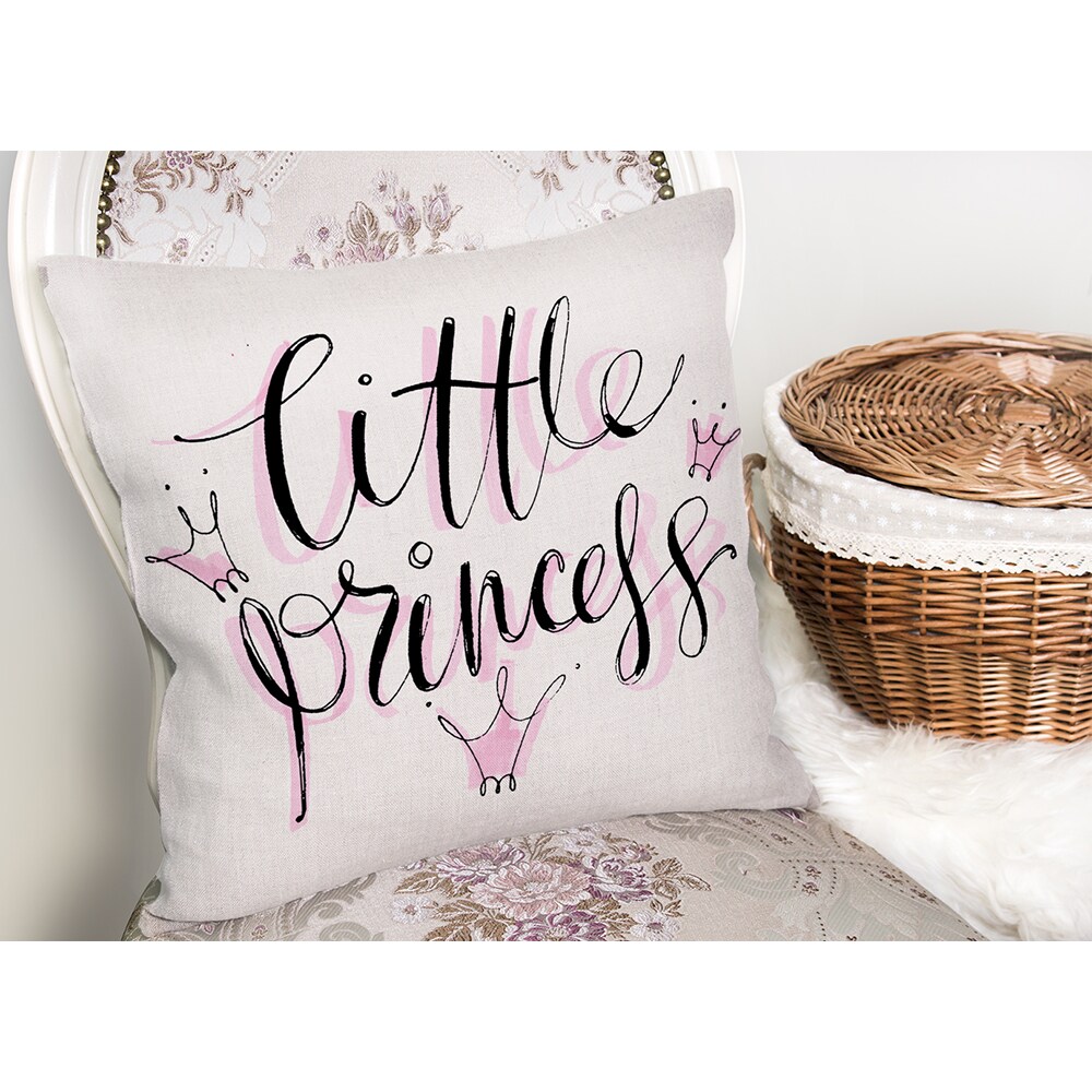 Fata perna decorativa Little Princess, 30% bumbac + 70% poliester, 43 x 43 cm, alb-roz