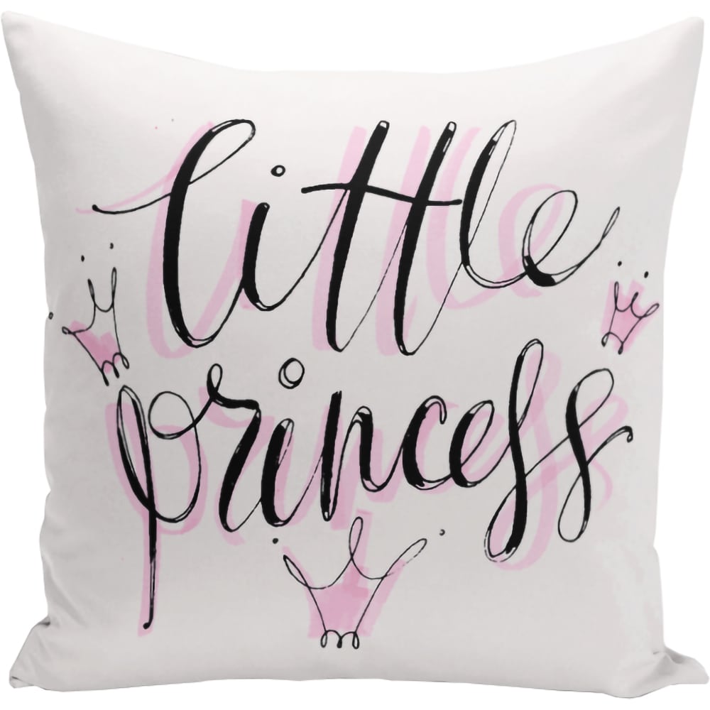 Fata perna decorativa Little Princess, 30% bumbac + 70% poliester, 43 x 43 cm, alb-roz
