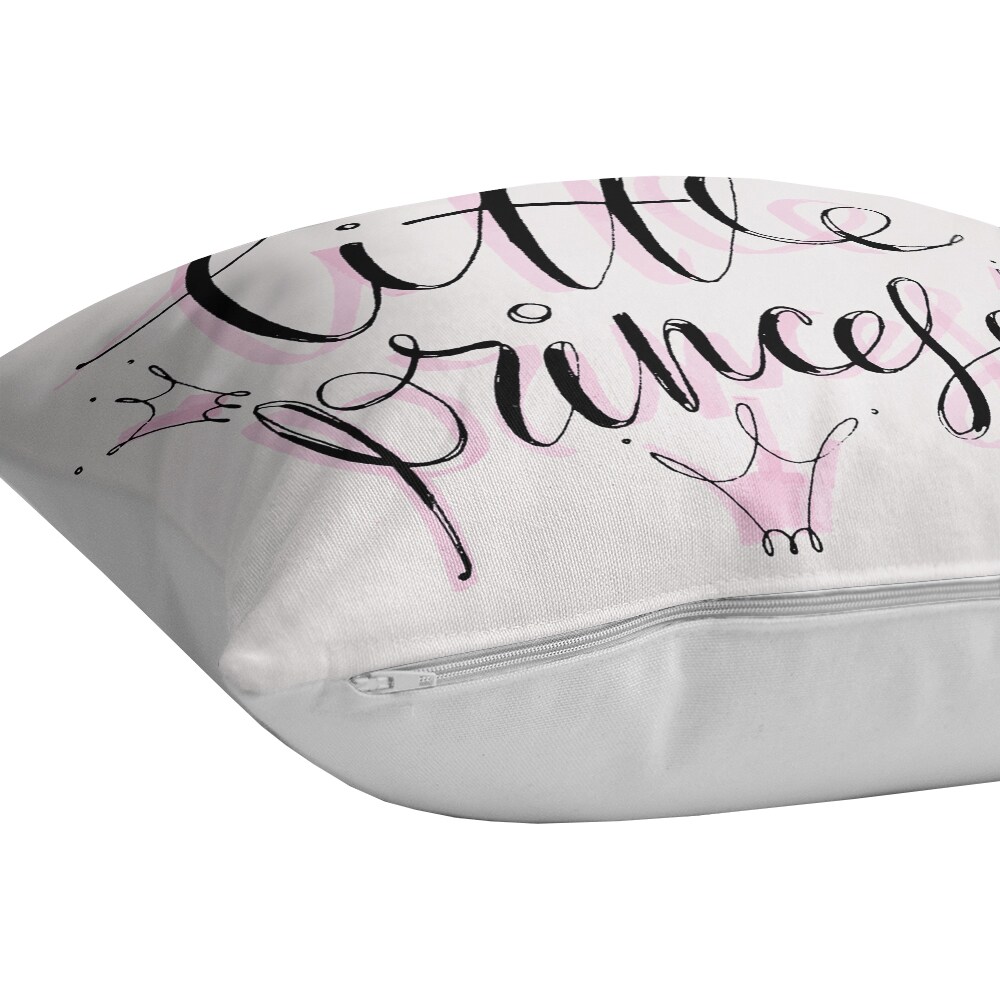 Fata perna decorativa Little Princess, 30% bumbac + 70% poliester, 43 x 43 cm, alb-roz