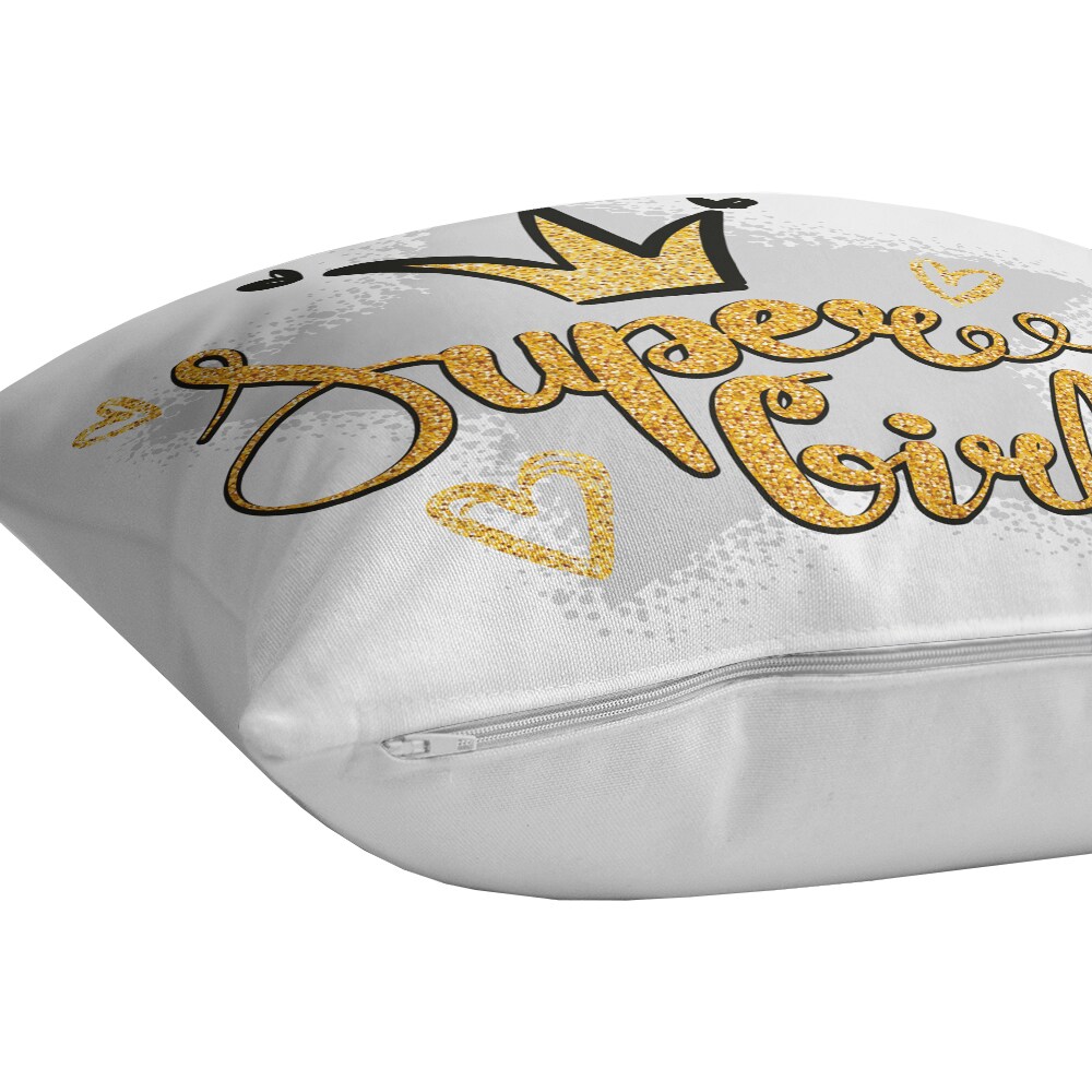 Fata perna decorativa Super Girl, 30% bumbac + 70% poliester, 43 x 43 cm, multicolor