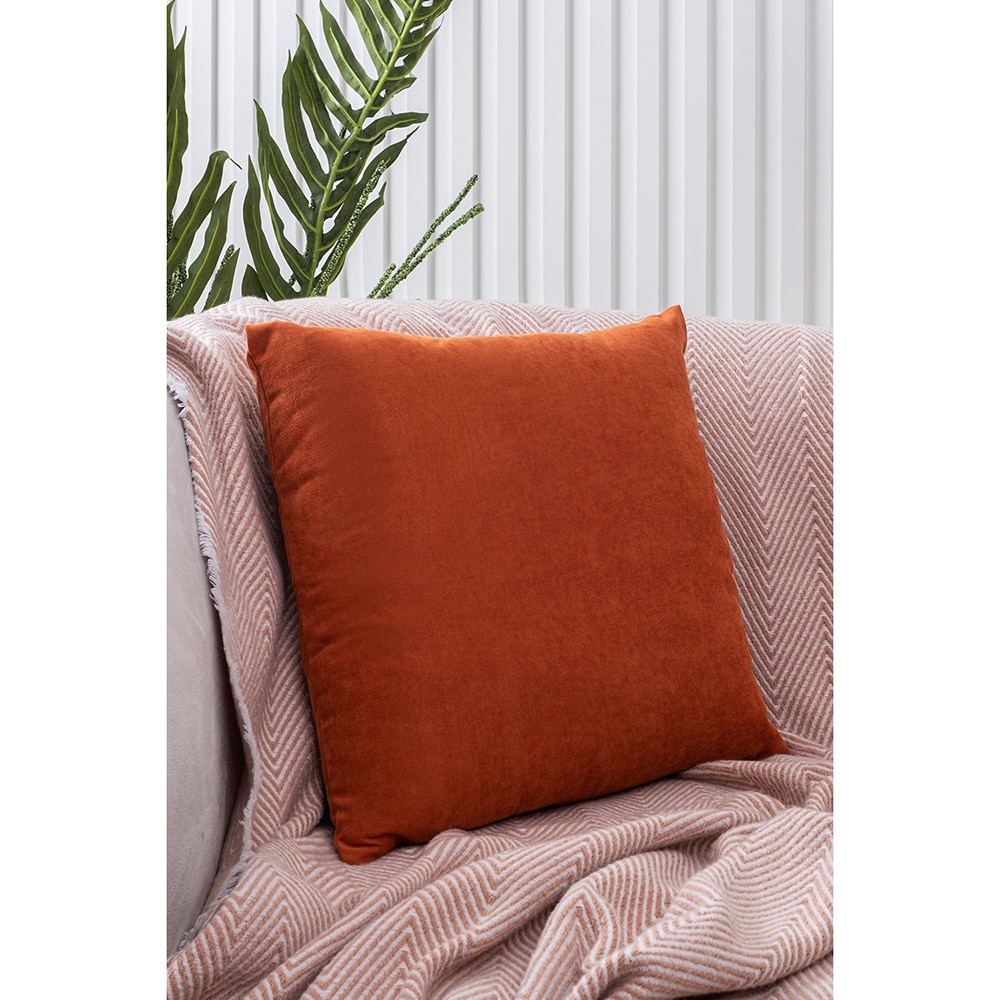 Fata perna decorativa Plain, 100% poliester, 45 x 45 cm, caramiziu