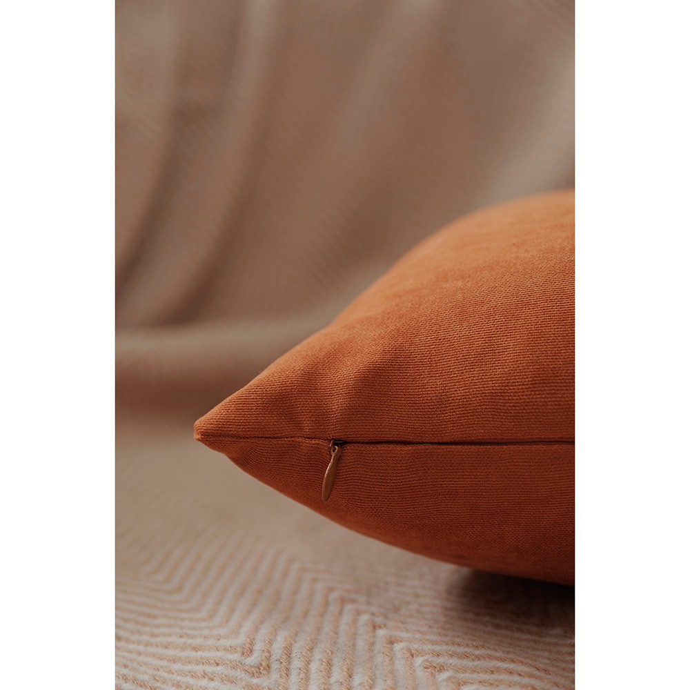 Fata perna decorativa Plain, 100% poliester, 45 x 45 cm, caramiziu