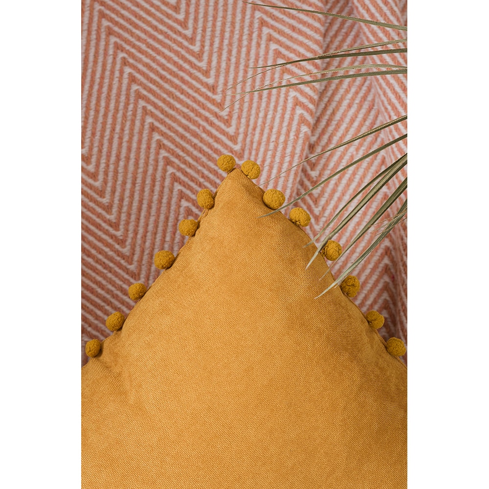 Fata perna decorativa Pompom, 100% poliester, 45 x 45 cm, portocaliu