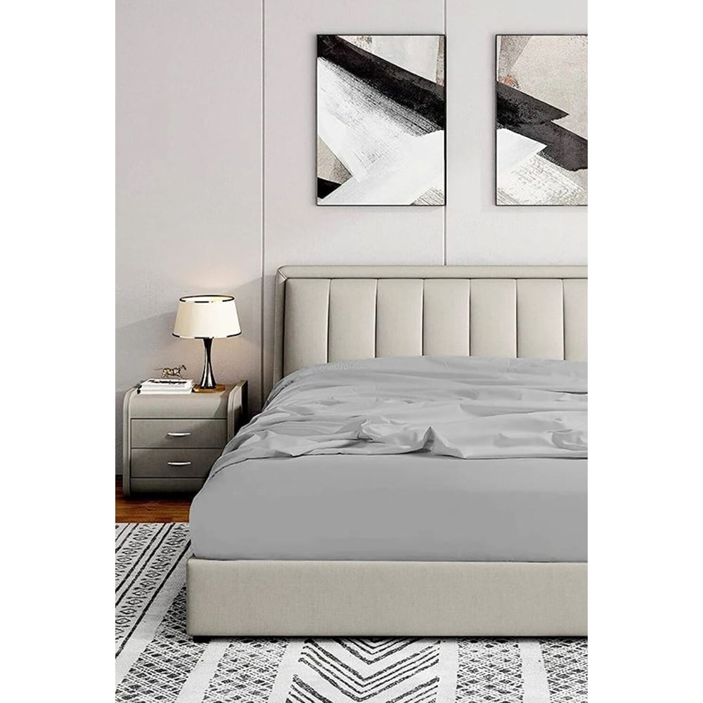 Cearsaf cu elastic pat MILA HOME, 100% bumbac ranforce, 120 x 200 cm, gri