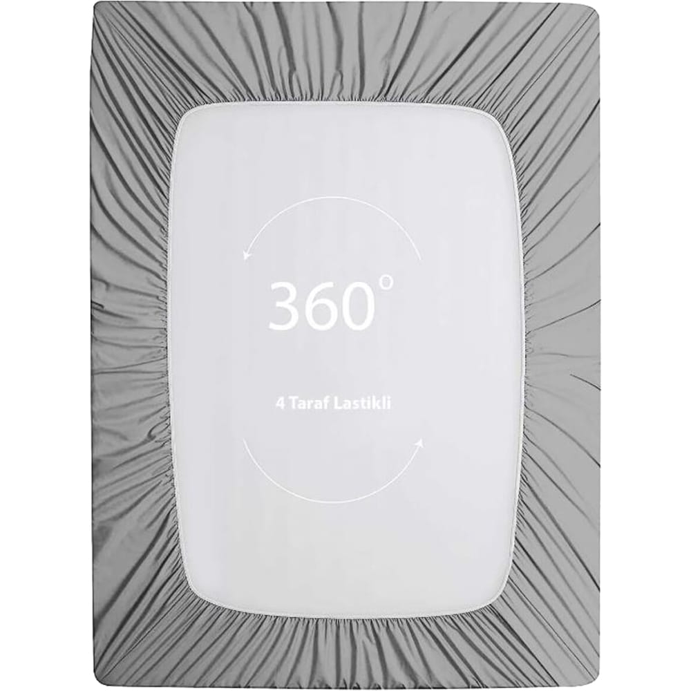 Cearsaf cu elastic pat MILA HOME, 100% bumbac ranforce, 120 x 200 cm, gri