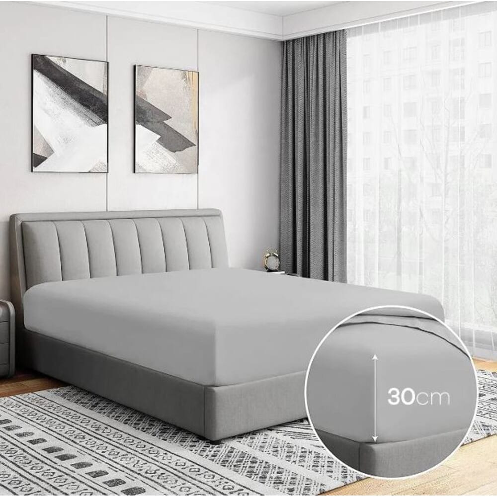 Cearsaf cu elastic pat MILA HOME, 100% bumbac ranforce, 160 x 200 cm, gri