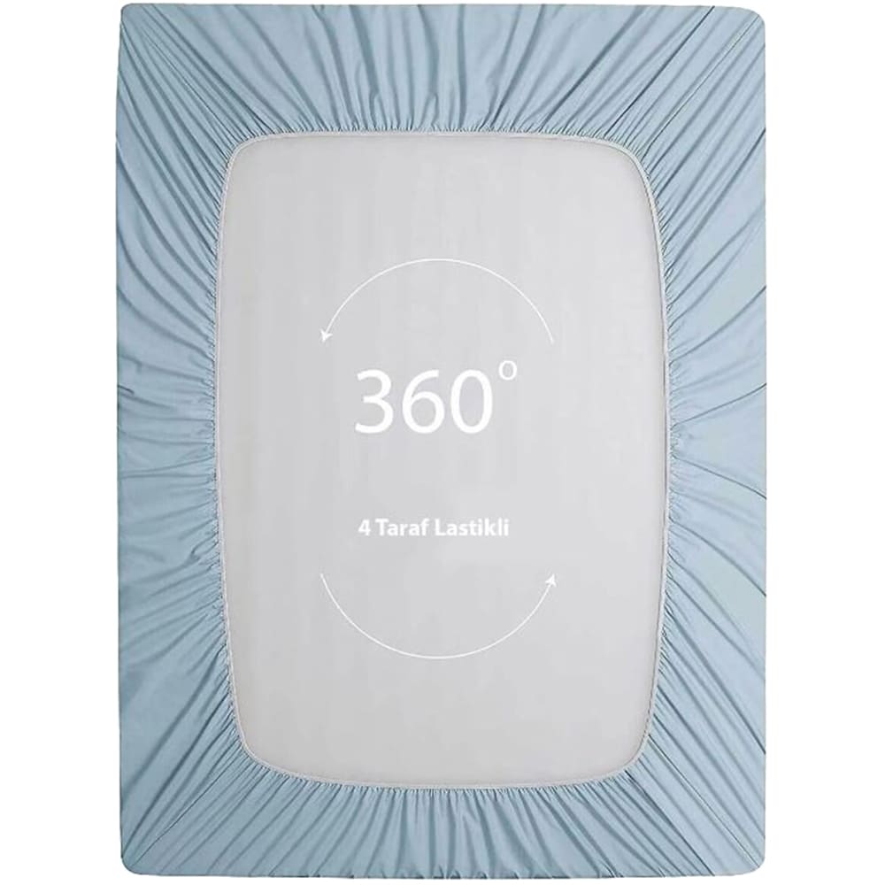 Cearsaf cu elastic pat MILA HOME, 100% bumbac ranforce, 180 x 200 cm, albastru deschis