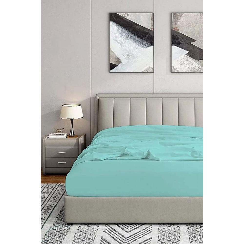 Cearsaf cu elastic pat MILA HOME, 100% bumbac ranforce, 160 x 200 cm, turcoaz