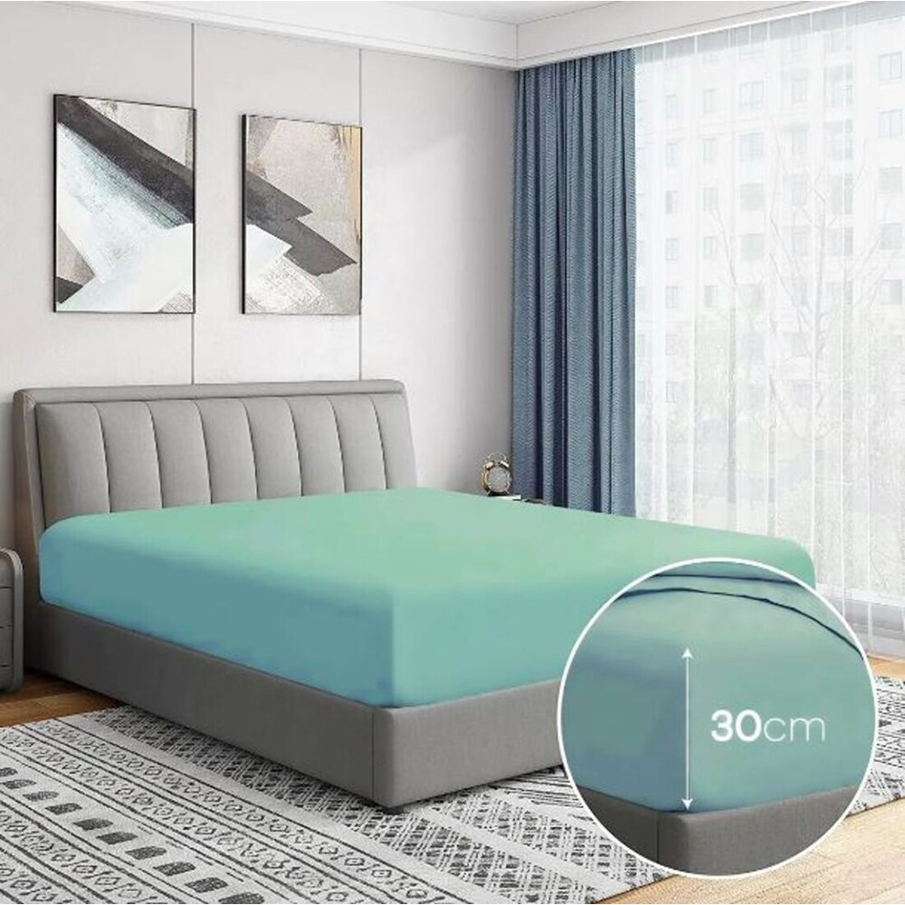 Cearsaf cu elastic pat MILA HOME, 100% bumbac ranforce, 180 x 200 cm, turcoaz