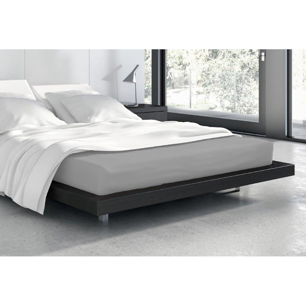 Cearsaf cu elastic pat FARO Vanille, 80% bumbac + 20% poliester, 160 x 200 cm, gri deschis