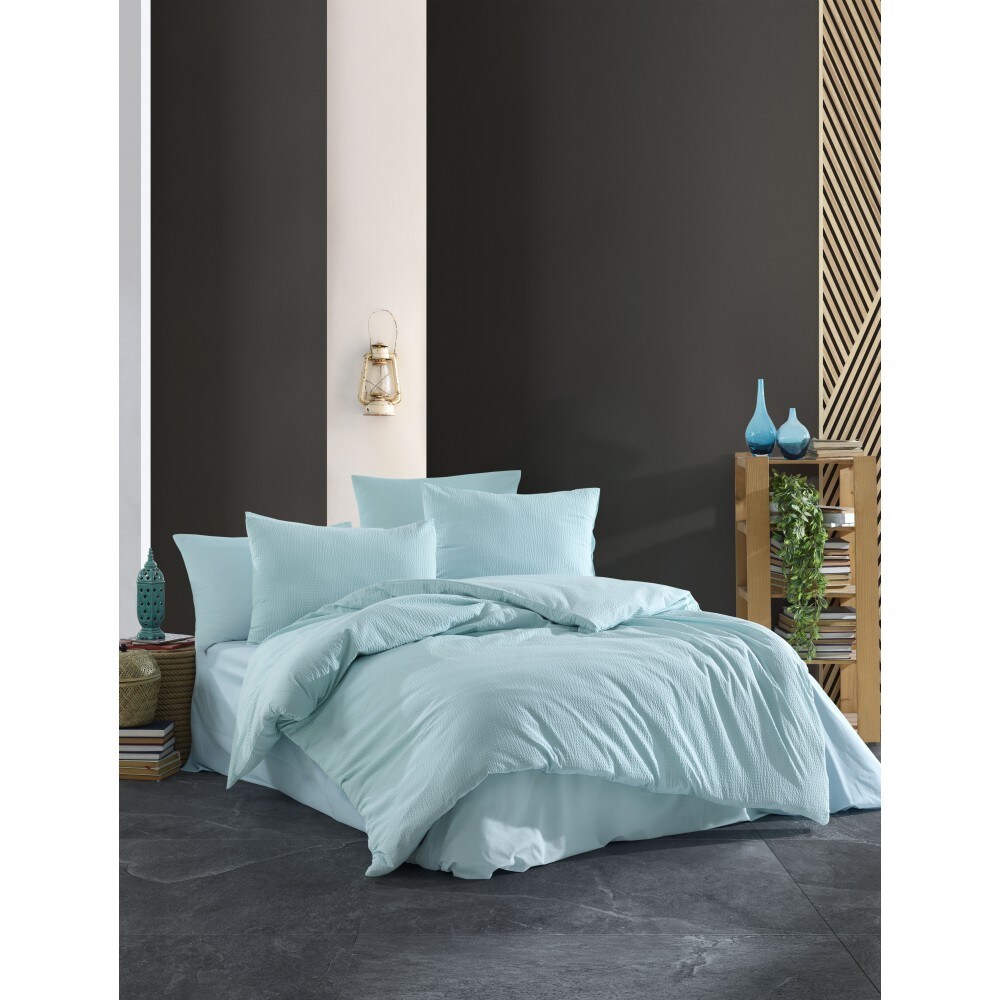 Lenjerie de pat Waffle Mint, 2 persoane, 100% bumbac, 200 x 200 cm, 4 piese