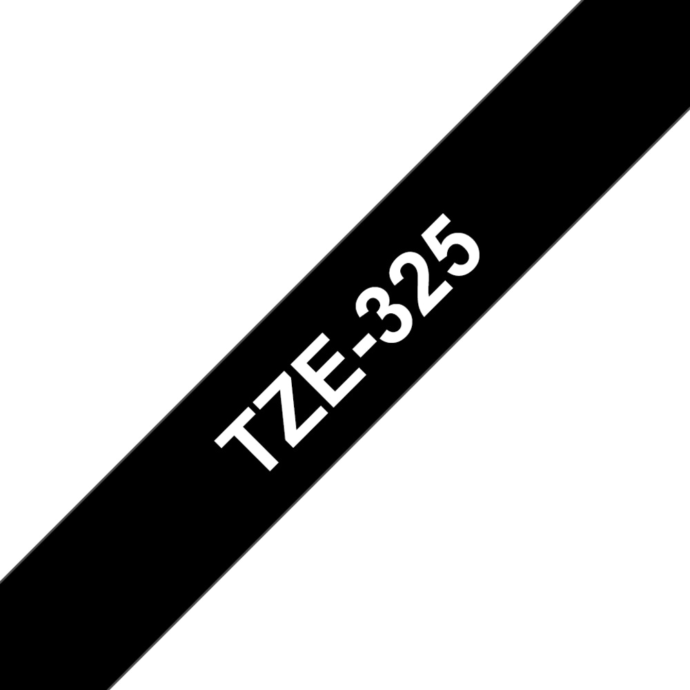 Banda etichete BROTHER TZe-325, 9 mm, 8 m, Alb pe Negru