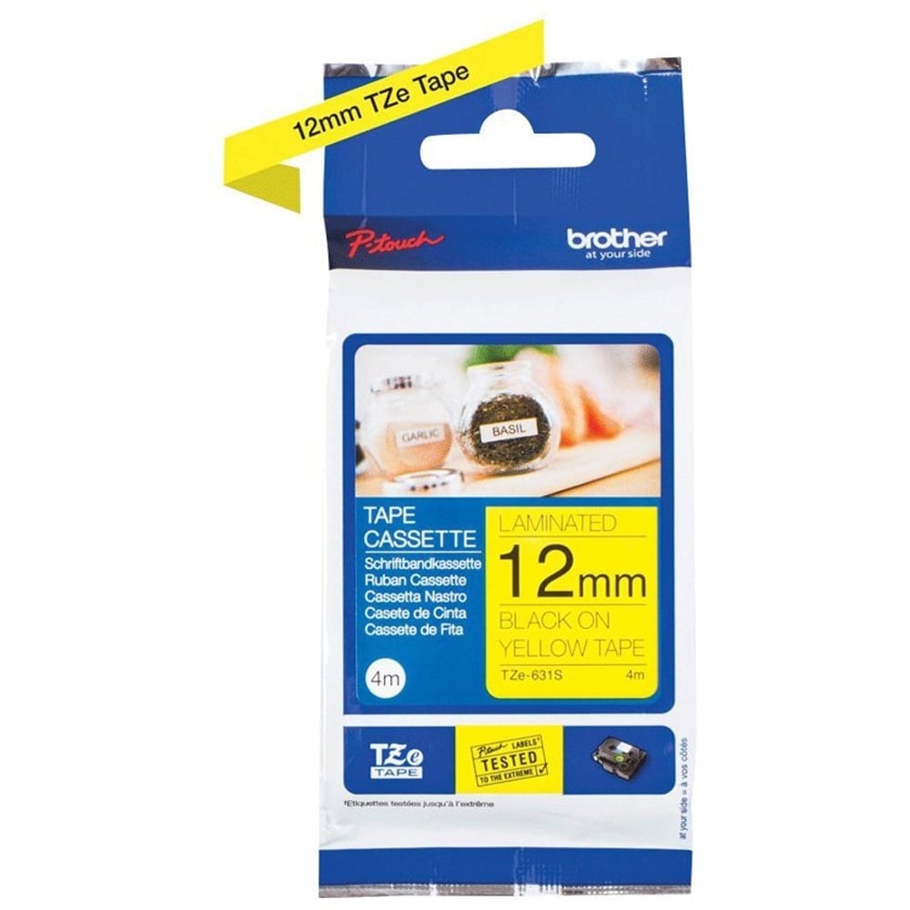Banda etichete BROTHER TZe-631S, 12 mm, 4 m, negru pe galben