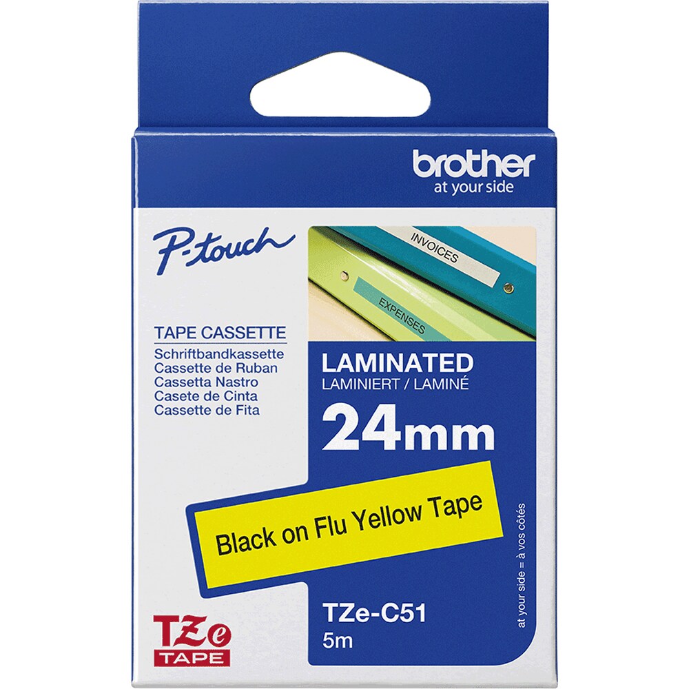 Banda etichete BROTHER TZe-C51, 24 mm, 5 m, negru pe galben