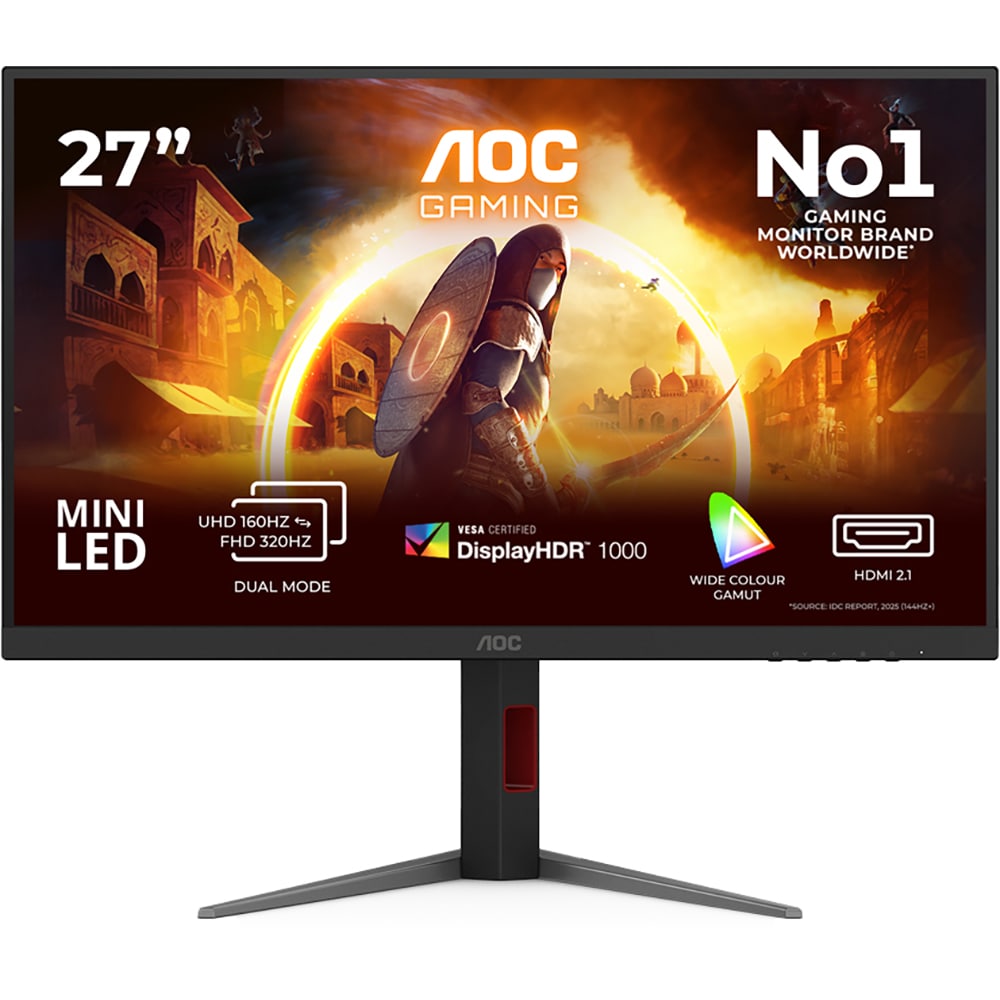 Monitor Gaming Mini LED Fast IPS AOC U27G4XM, 27", 4K UHD, 160Hz, HDR, NVIDIA G-SYNC Compatible, negru