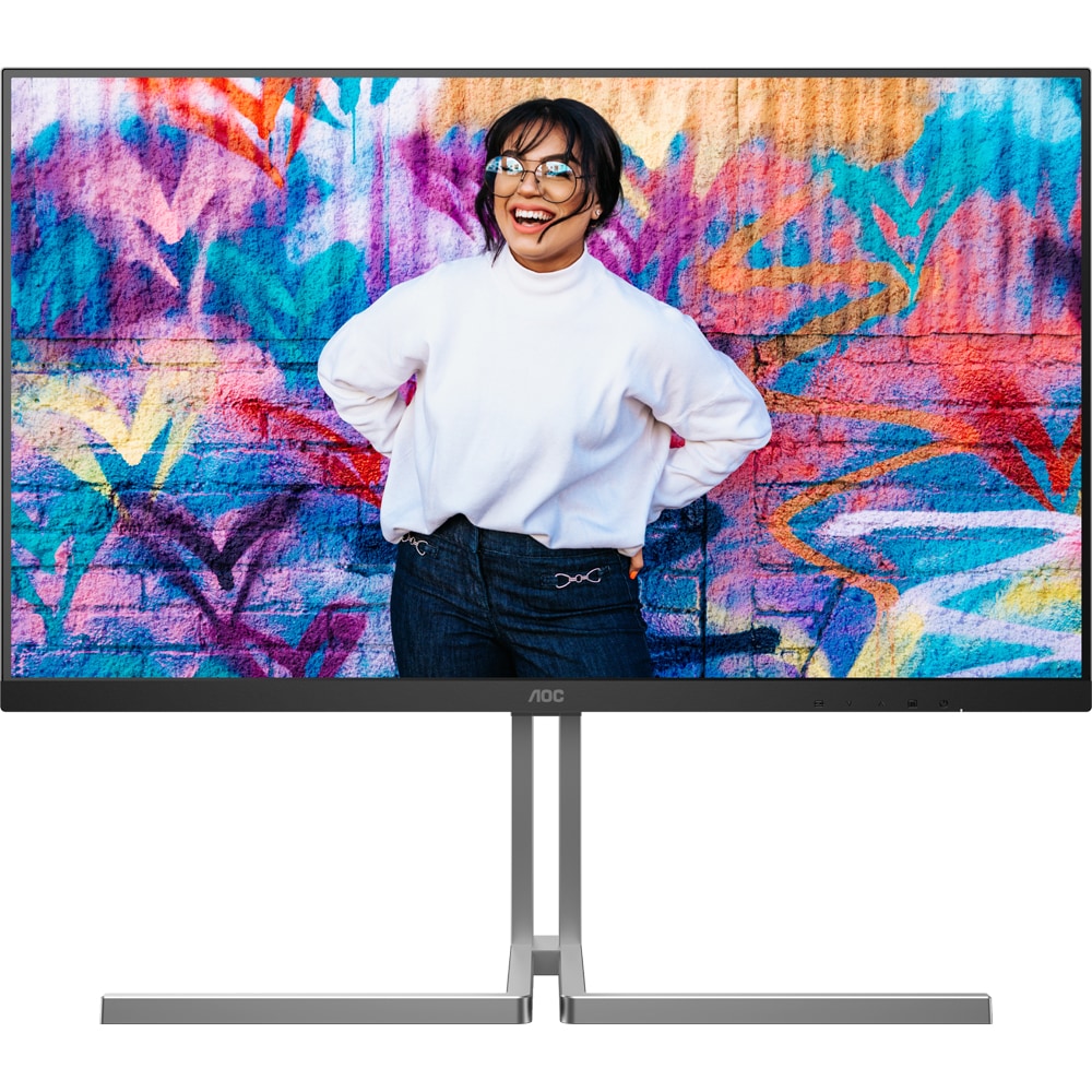 Monitor WLED Nano IPS AOC U32U3CV, 31.5" Ultra HD, 60Hz, Flicker Free, HDR400, boxe, pivot, argintiu-negru