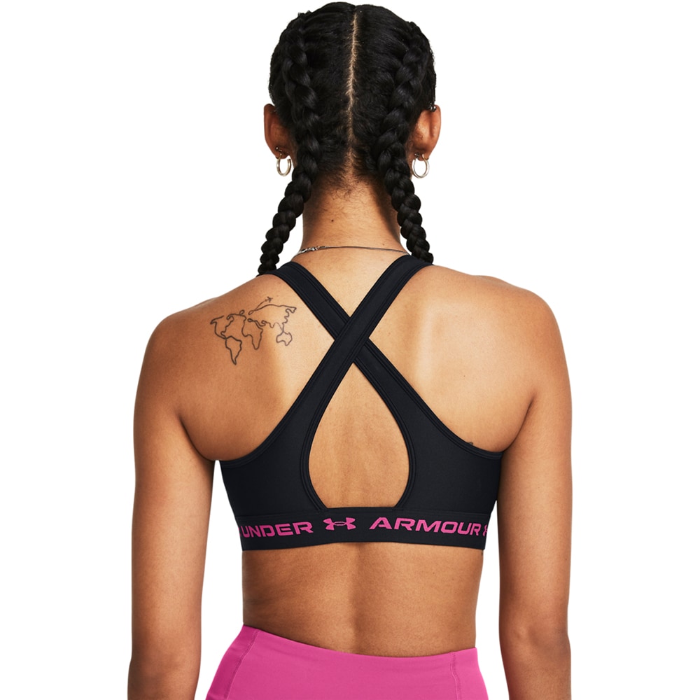 Bustiera femei UNDER ARMOUR Crossback Mid Bra, marimea M, negru-roz