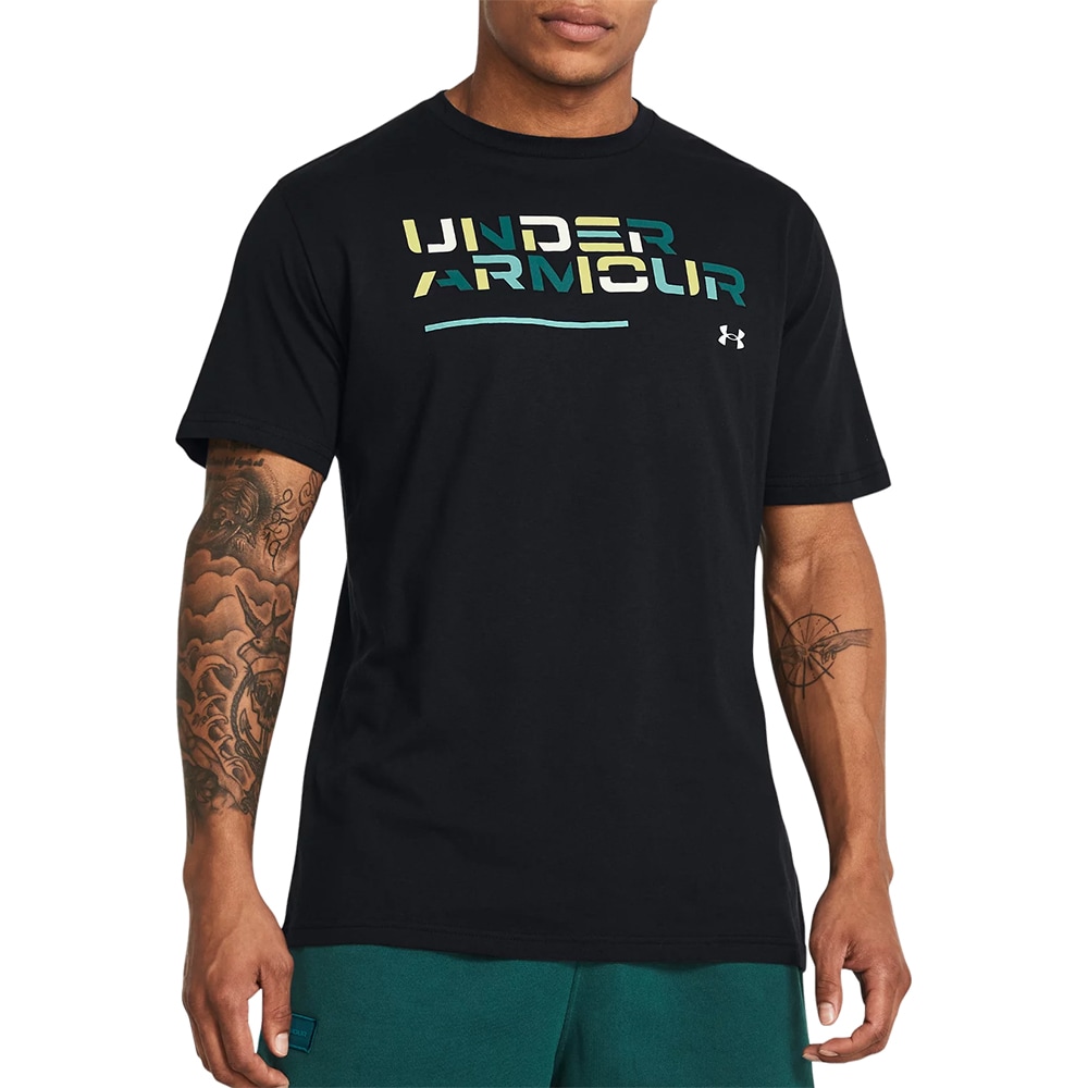 Tricou barbati UNDER ARMOUR UA Colorblock Wordmark SS, marimea S, negru