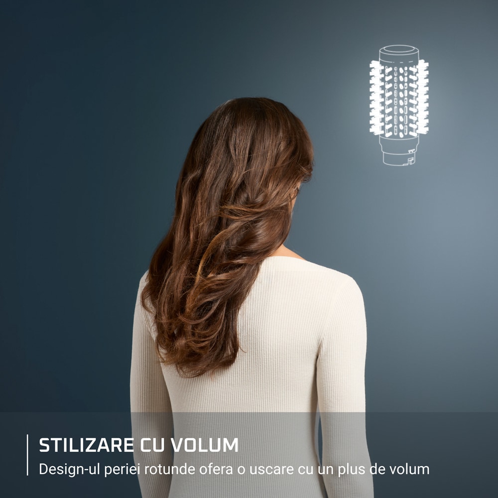 Perie cu aer cald ROWENTA Air Shape UB9820E0, 1300W, 3 viteze, 3 trepte temperatura, Invelis Ceramic, verde