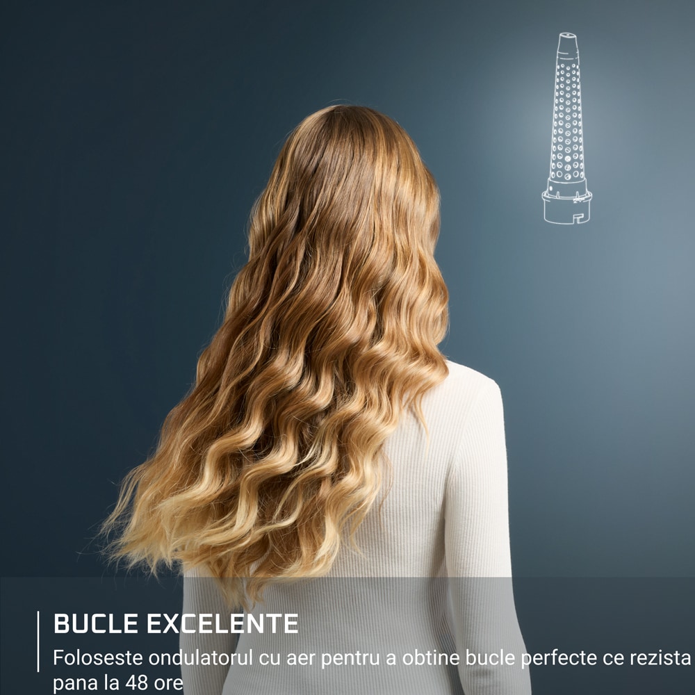 Perie cu aer cald ROWENTA Air Shape UB9820E0, 1300W, 3 viteze, 3 trepte temperatura, Invelis Ceramic, verde