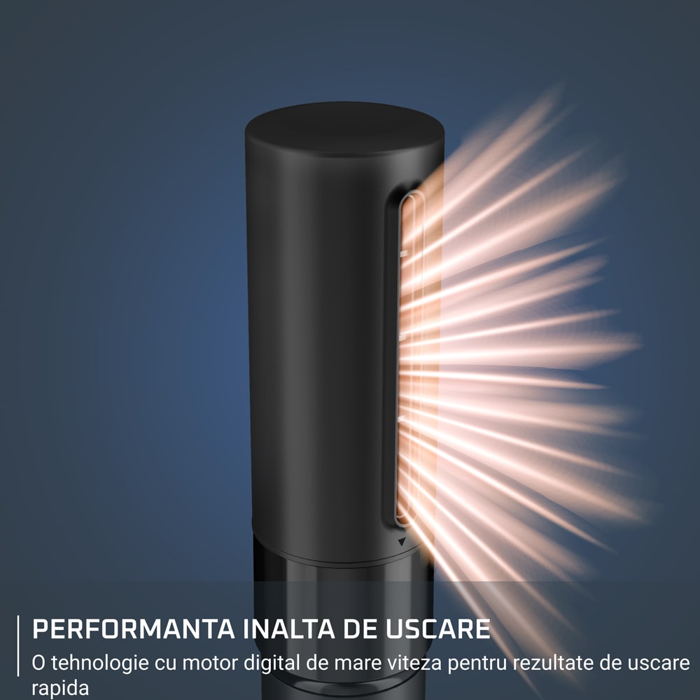 Perie cu aer cald ROWENTA Air Shape UB9820E0, 1300W, 3 viteze, 3 trepte temperatura, Invelis Ceramic, verde