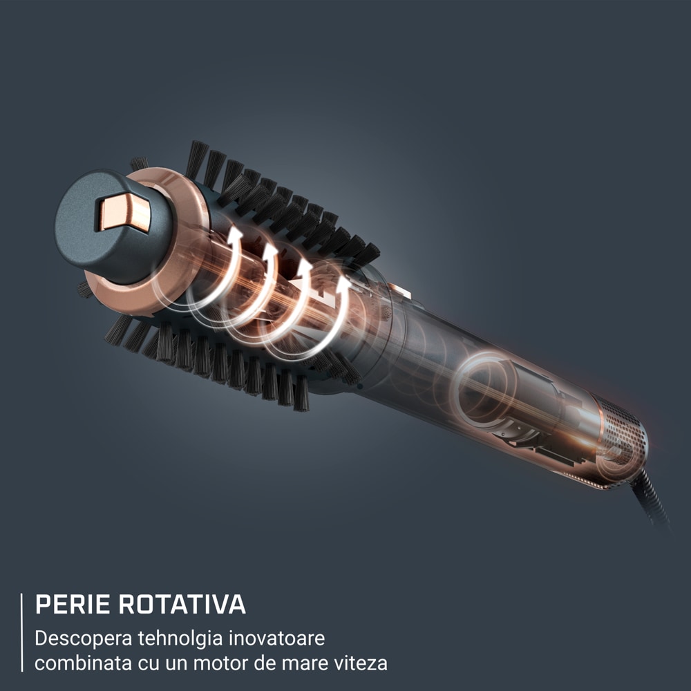 Perie rotativa ROWENTA Air Rotate UB9920E0, 1300W, 4 viteze, 4 trepte temperatura, Invelis Ceramic, verde