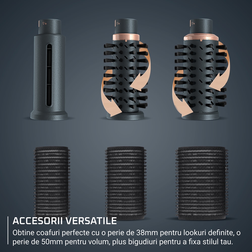 Perie rotativa ROWENTA Air Rotate UB9920E0, 1300W, 4 viteze, 4 trepte temperatura, Invelis Ceramic, verde