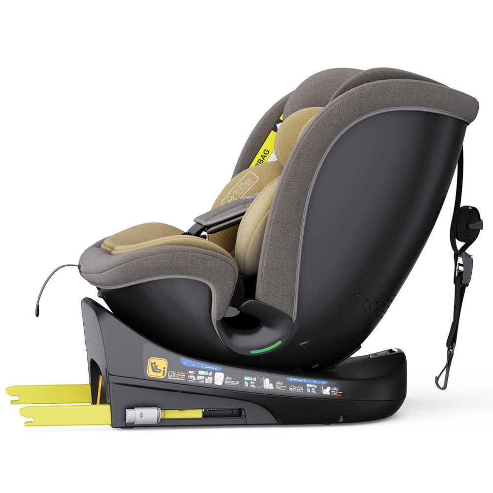 Scaun auto BUF BOOF B-Joy Deluxe rotativ 360 grade BJOYLIGHTBROWN, Isofix, 0-36 kg, i-Size, maro-negru