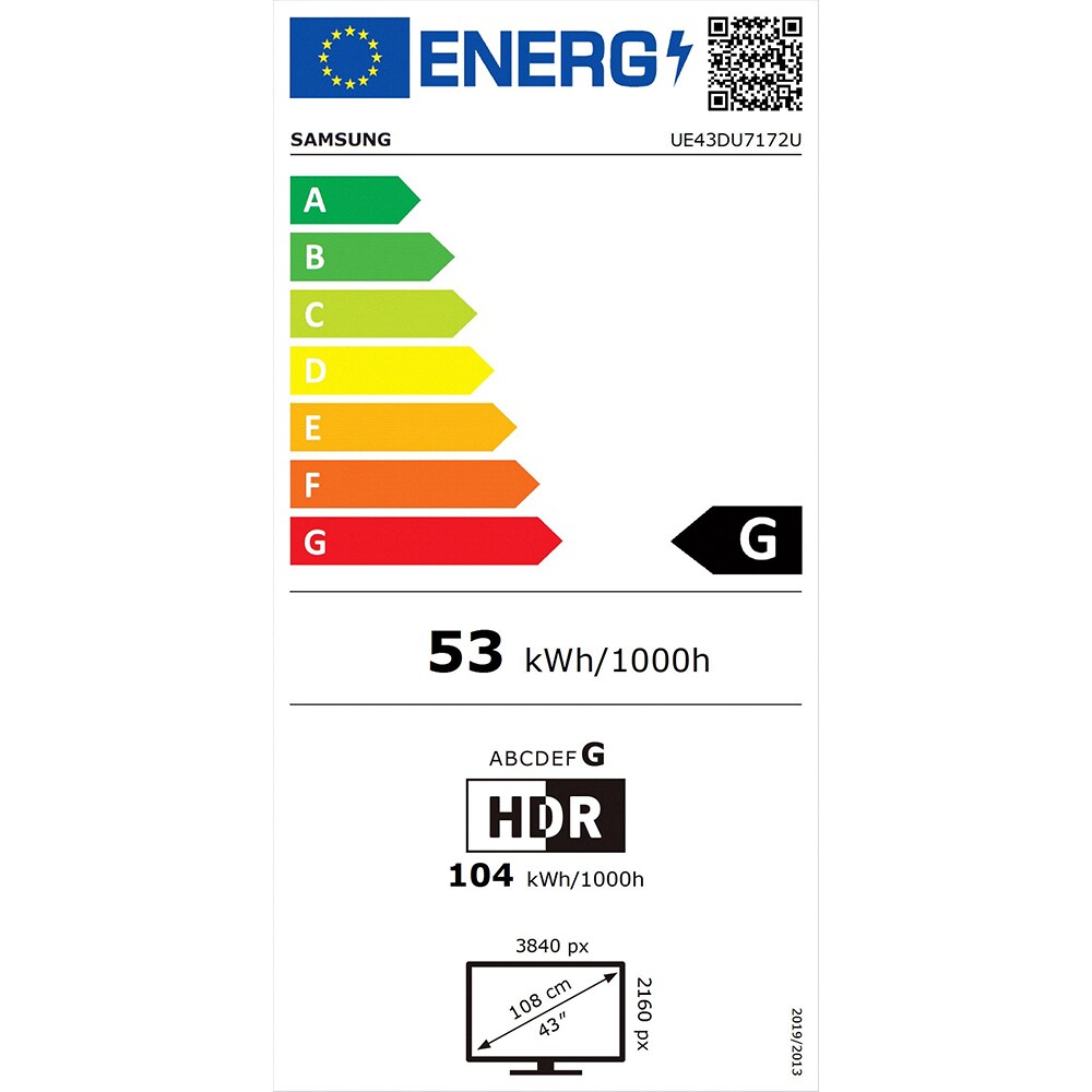 Televizor LED Smart SAMSUNG 43DU7172, Ultra HD 4K, HDR, 108cm