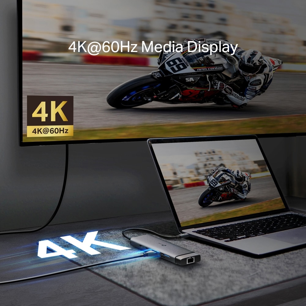 Hub USB TP-LINK UH9120C, USB Type-C, argintiu-negru