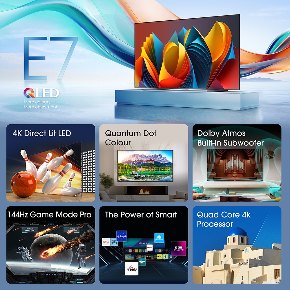 Televizor QLED Smart HISENSE 100E7NQ, Ultra HD 4K, HDR, 254cm
