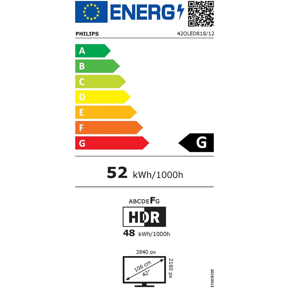 Televizor OLED Smart PHILIPS 42OLED818, Ultra HD 4K, HDR10+, 106cm