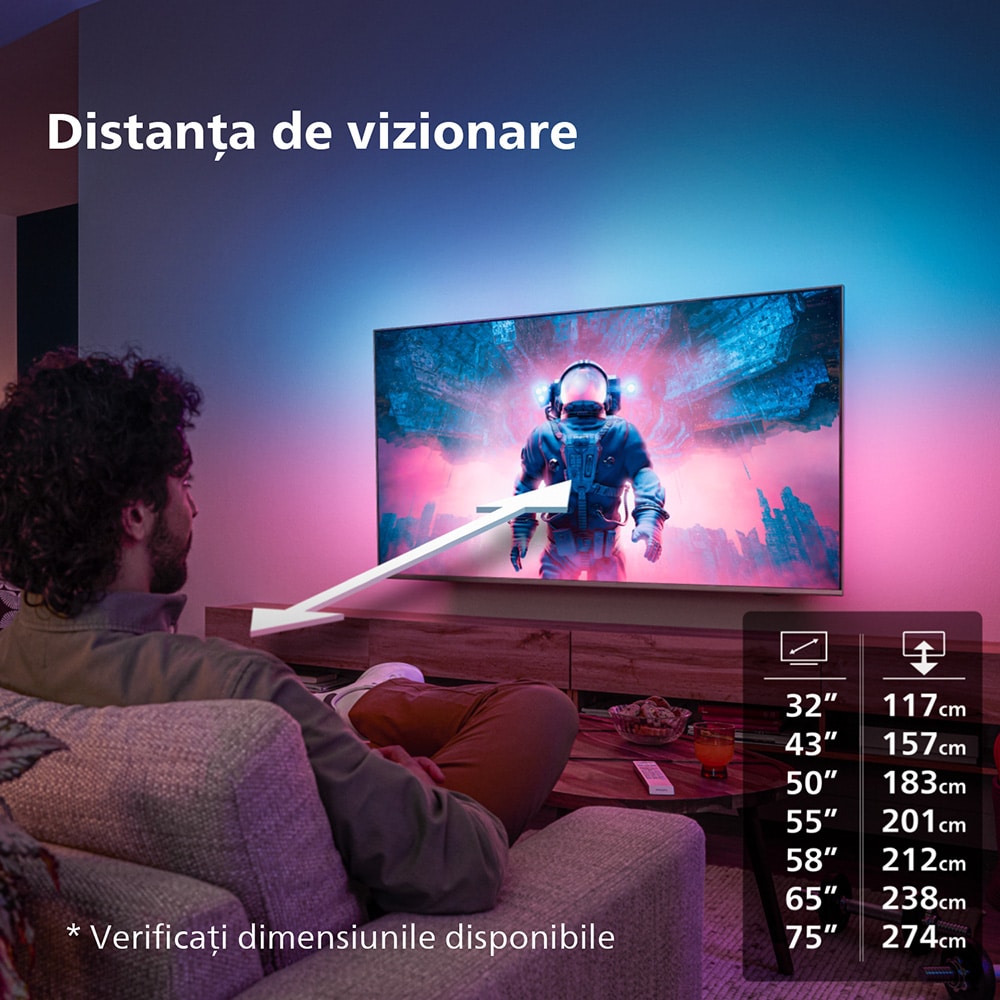 Televizor LED Smart PHILIPS 43PUS8818, Ultra HD 4K, HDR10+, 108cm