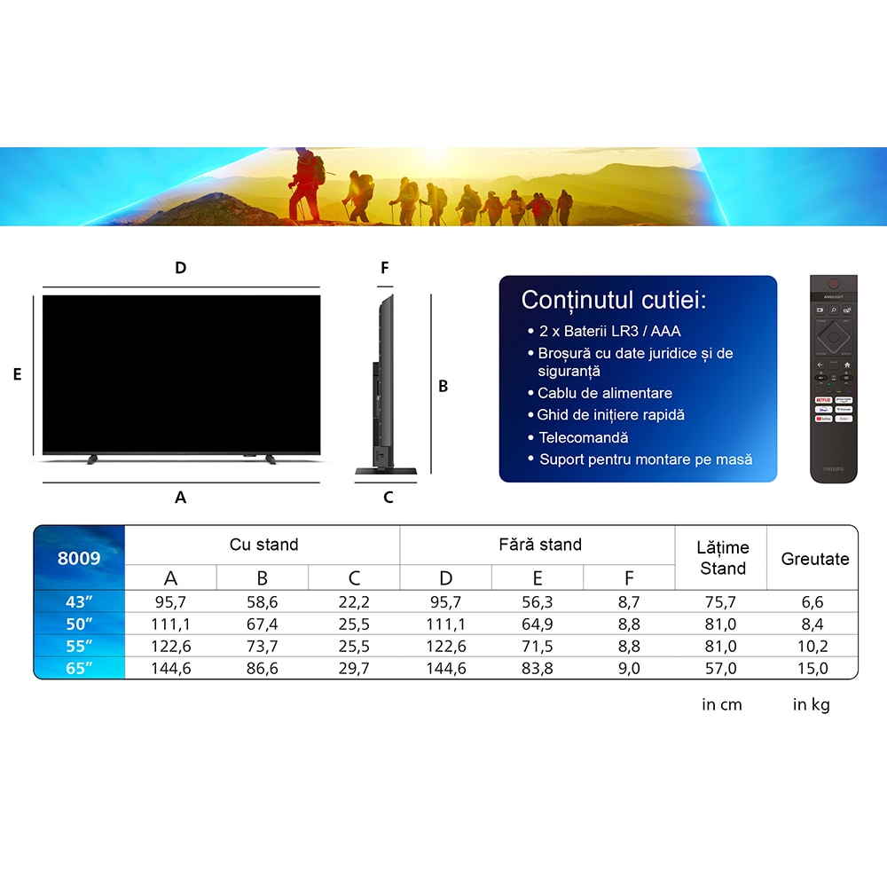 Televizor LED Smart PHILIPS 55PUS8009, Ultra HD 4K, HDR10+, 139cm