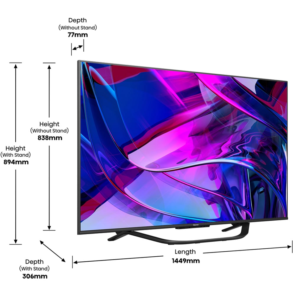 Televizor MiniLED ULED Smart HISENSE 65U7KQ, Ultra HD 4K, HDR, 164cm