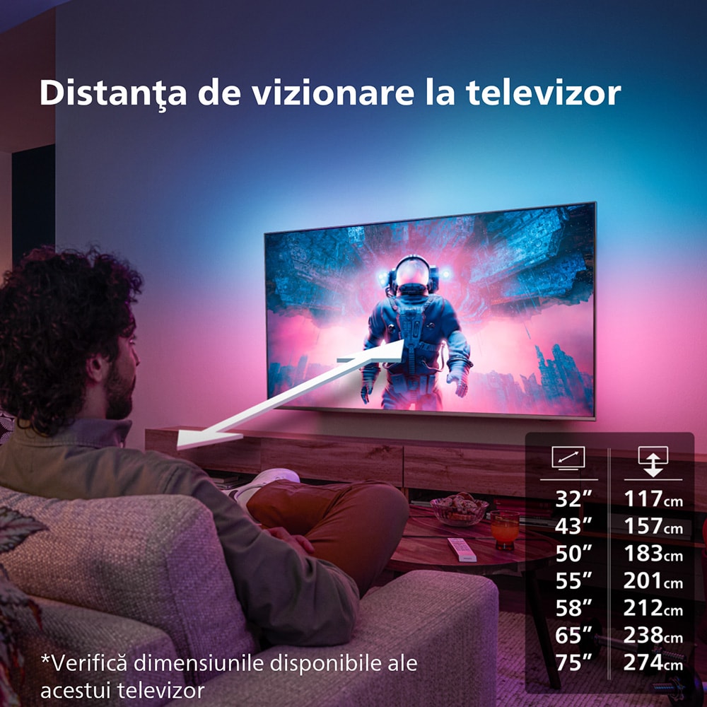 Televizor LED Smart PHILIPS 75PUS8118, Ultra HD 4K, HDR10, 189cm