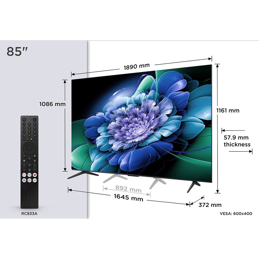 Televizor MiniLed Smart TCL 85C69K, Ultra HD 4K, HDR, 215cm